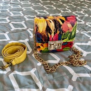 Floral Multicolor Chain Crossbody Bag